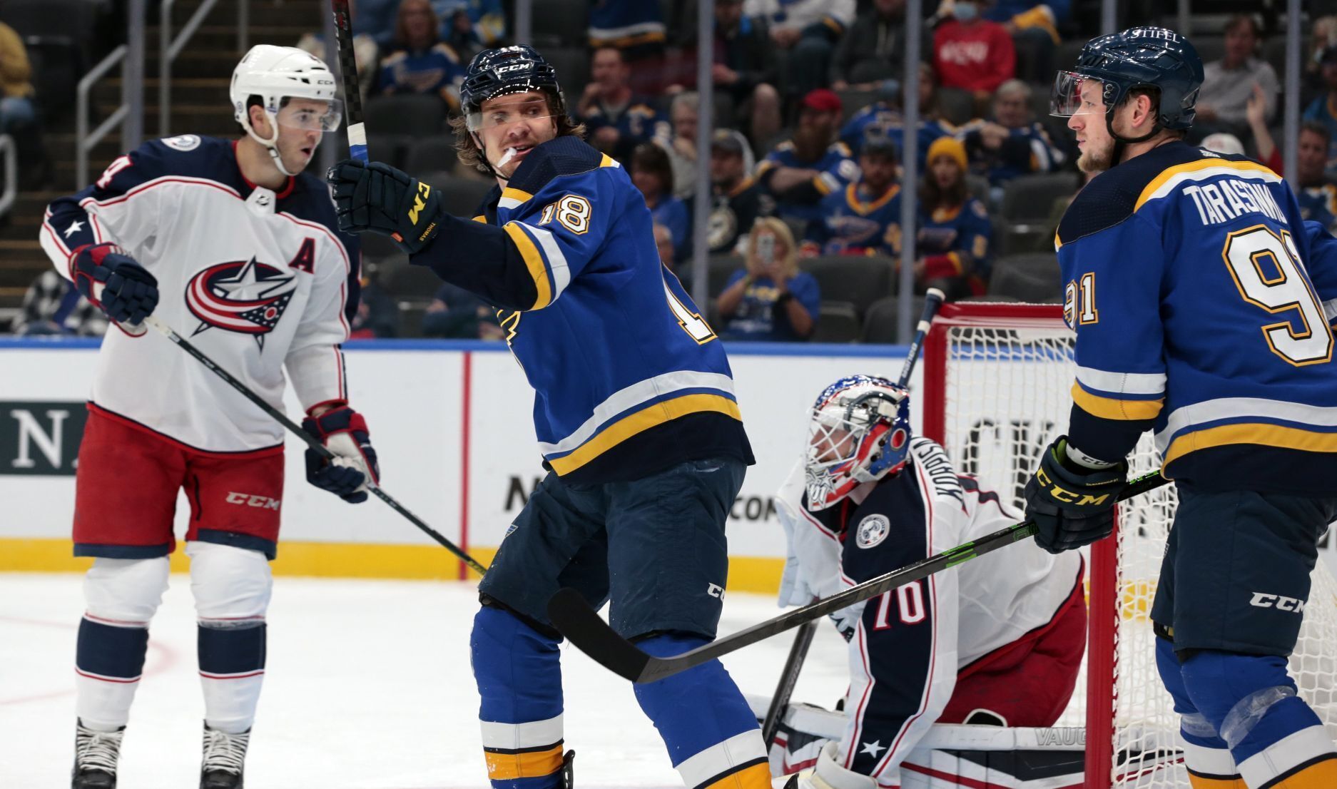 Blues, Blue Jackets play final exhibition